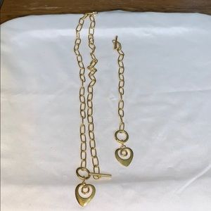 Gold Heart necklace and bracelet